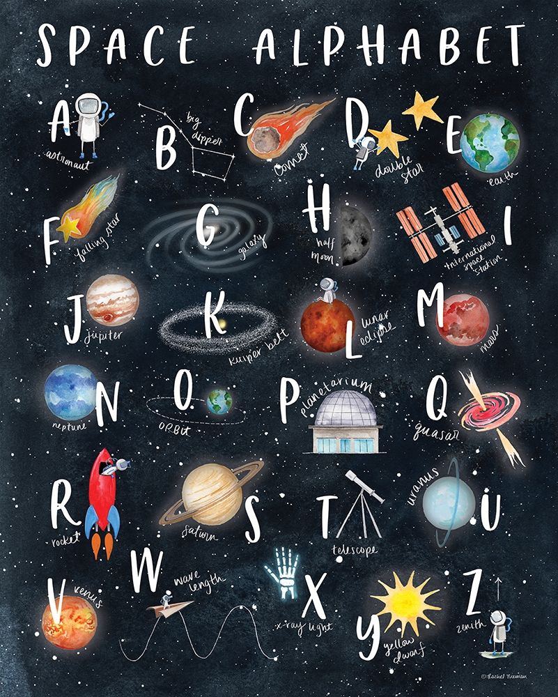 Space Alphabet art print by Rachel Nieman for $57.95 CAD