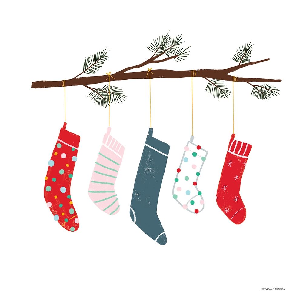 Playful Holiday Stockings     art print by Rachel Nieman for $57.95 CAD