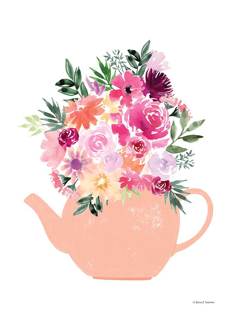 Floral Teapot art print by Rachel Nieman for $57.95 CAD