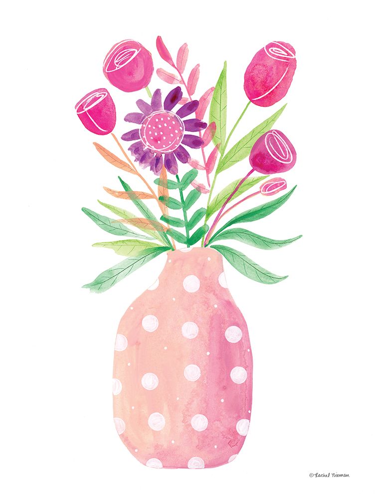 Pretty in Pink Flower Pot art print by Rachel Nieman for $57.95 CAD