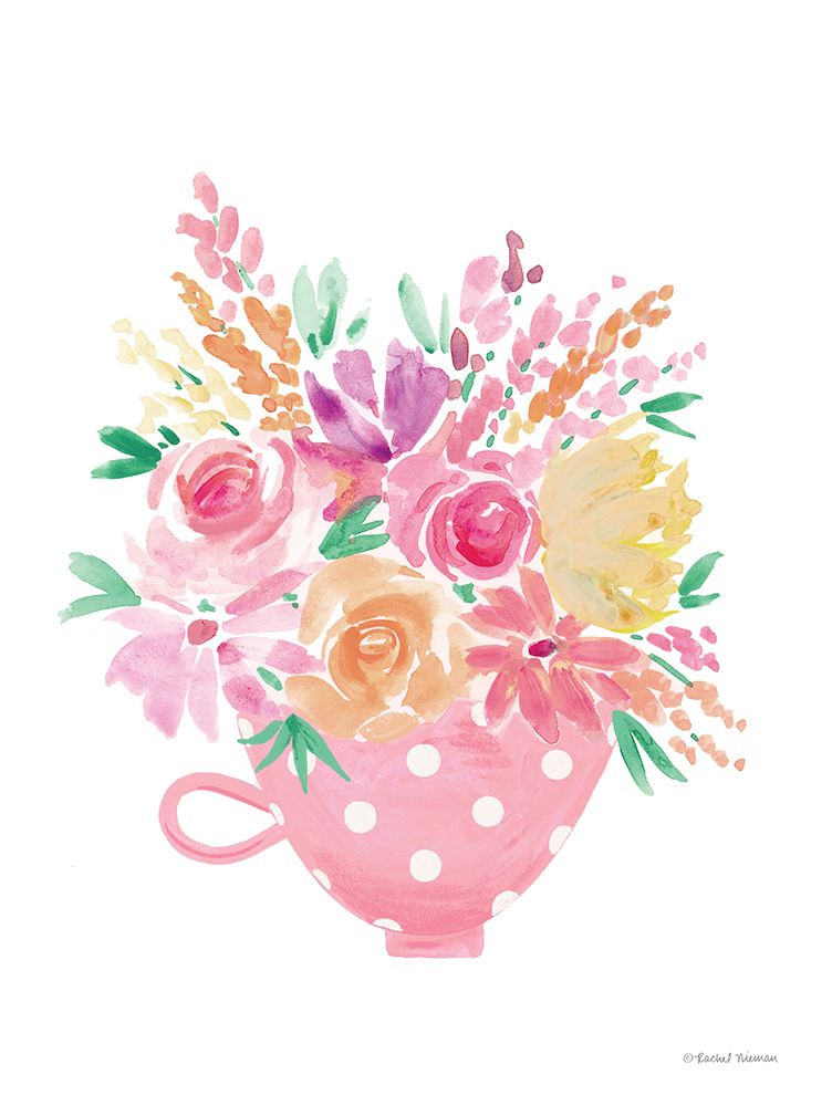 Pretty in Pink Tea Cup art print by Rachel Nieman for $57.95 CAD