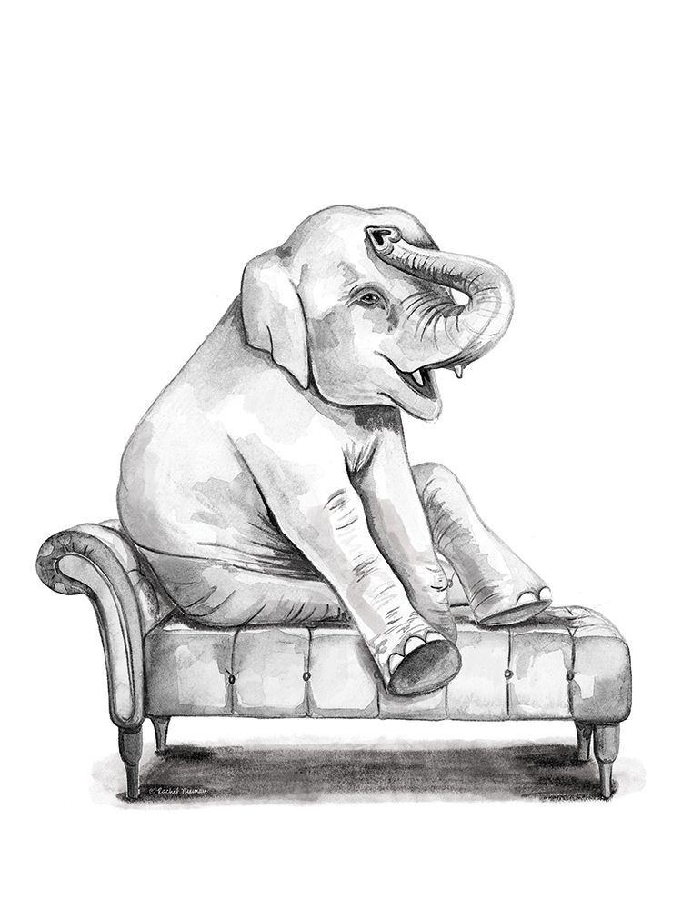Chaise Lounge Elephant art print by Rachel Nieman for $57.95 CAD