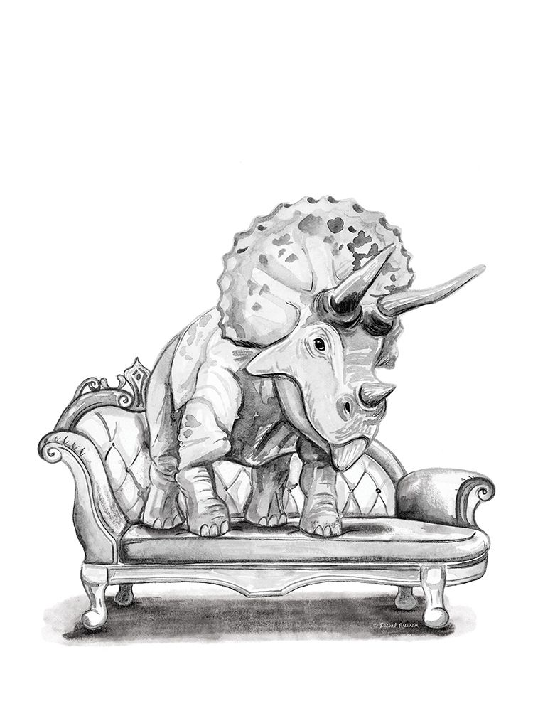 Chaise Lounge Triceratops art print by Rachel Nieman for $57.95 CAD