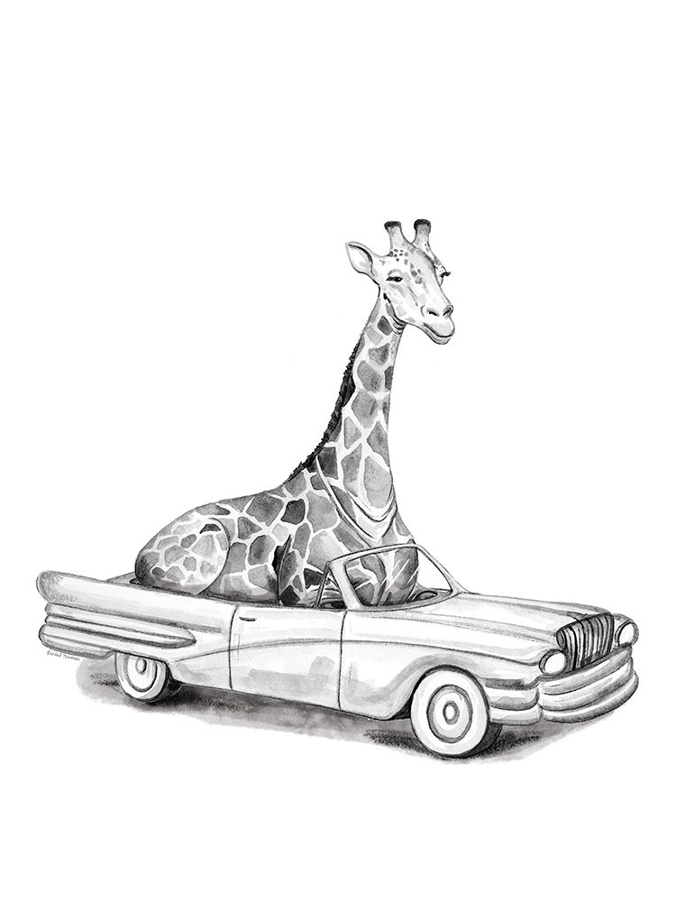 Giraffe in a Car art print by Rachel Nieman for $57.95 CAD