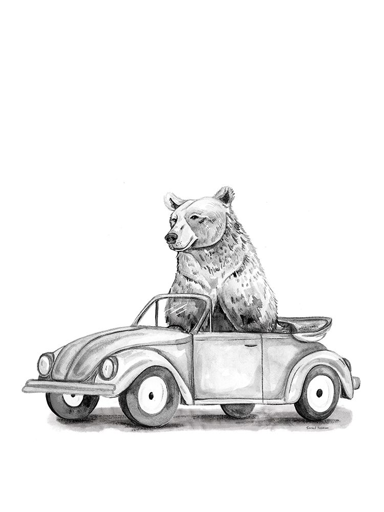 Bear in a Car art print by Rachel Nieman for $57.95 CAD