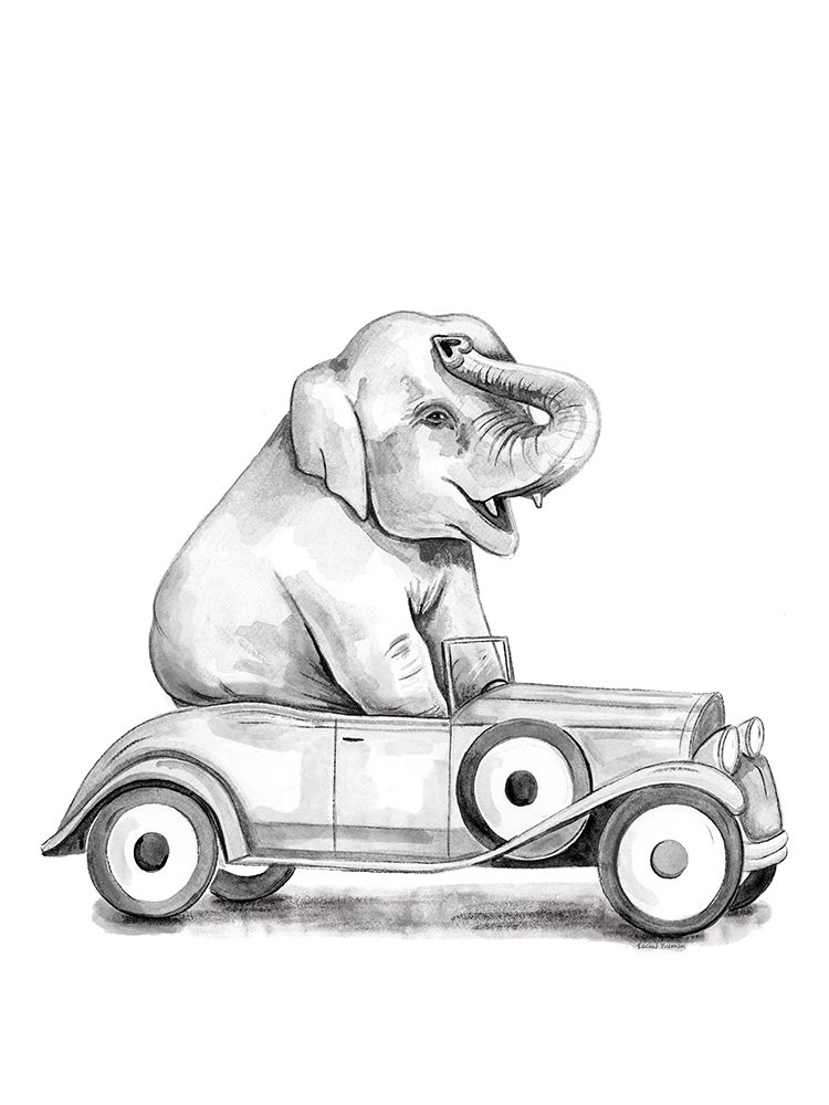 Elephant in a Car art print by Rachel Nieman for $57.95 CAD