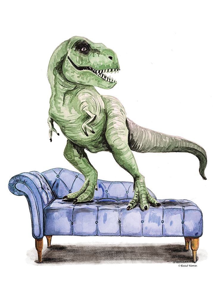 Chaise Lounge T-Rex art print by Rachel Nieman for $57.95 CAD