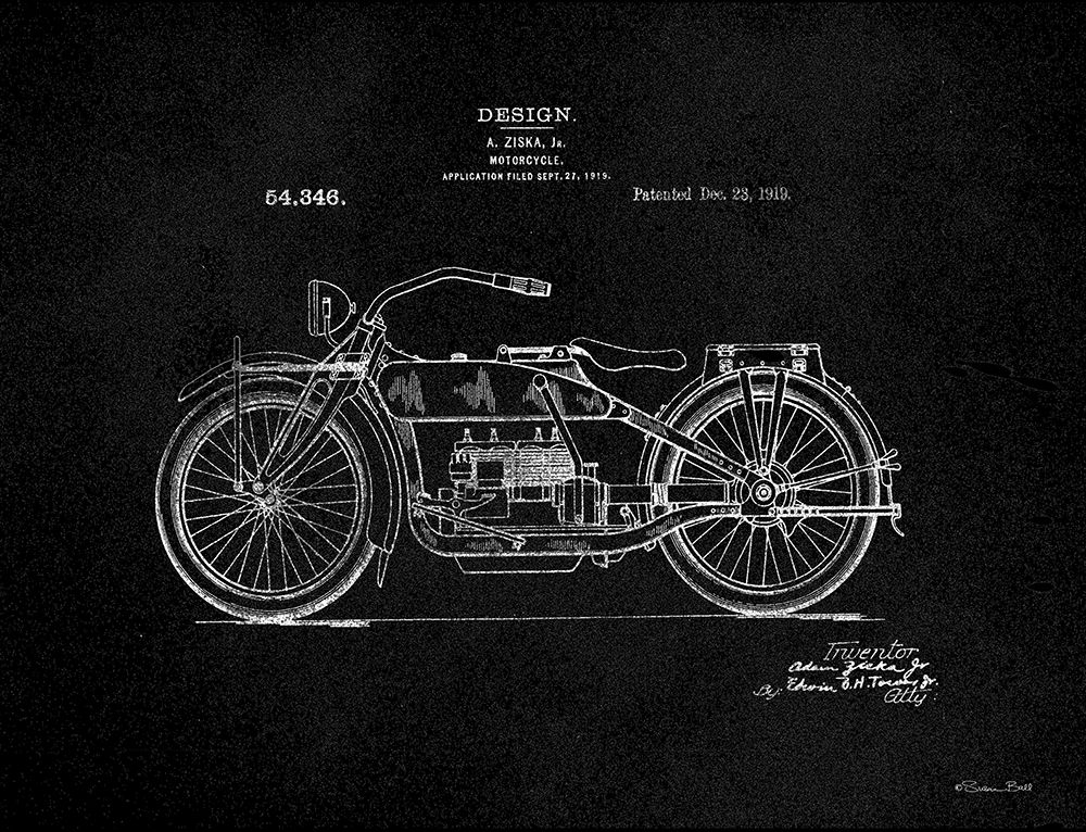 Motorcycle Blueprint art print by Susan Ball for $57.95 CAD