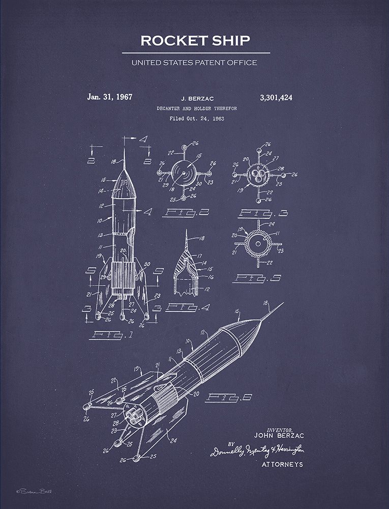 Rocket Ship Patent art print by Susan Ball for $57.95 CAD