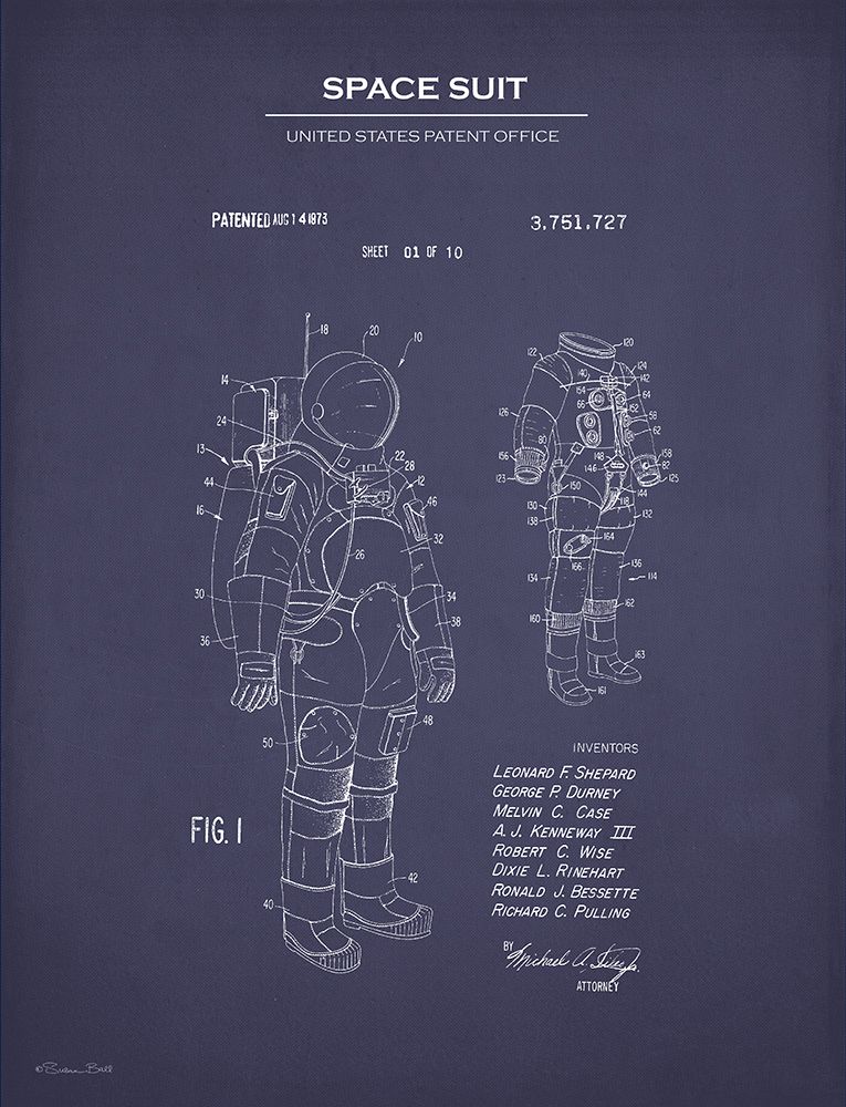 Space Suit Patent art print by Susan Ball for $57.95 CAD