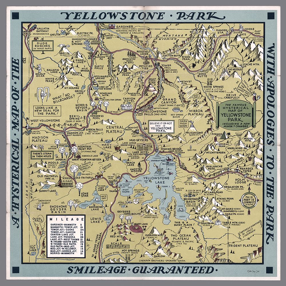 Yellowstone Park Map art print by Stellar Design Studio for $57.95 CAD