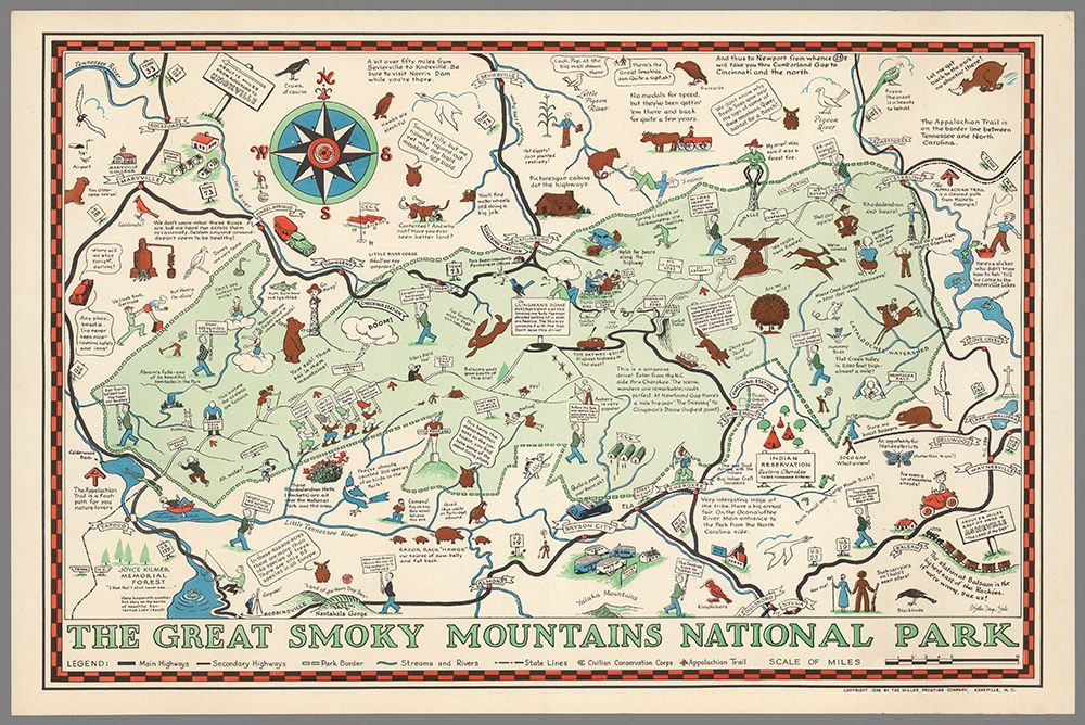 Great Smoky Mountains National Park Map II art print by Stellar Design Studio for $57.95 CAD