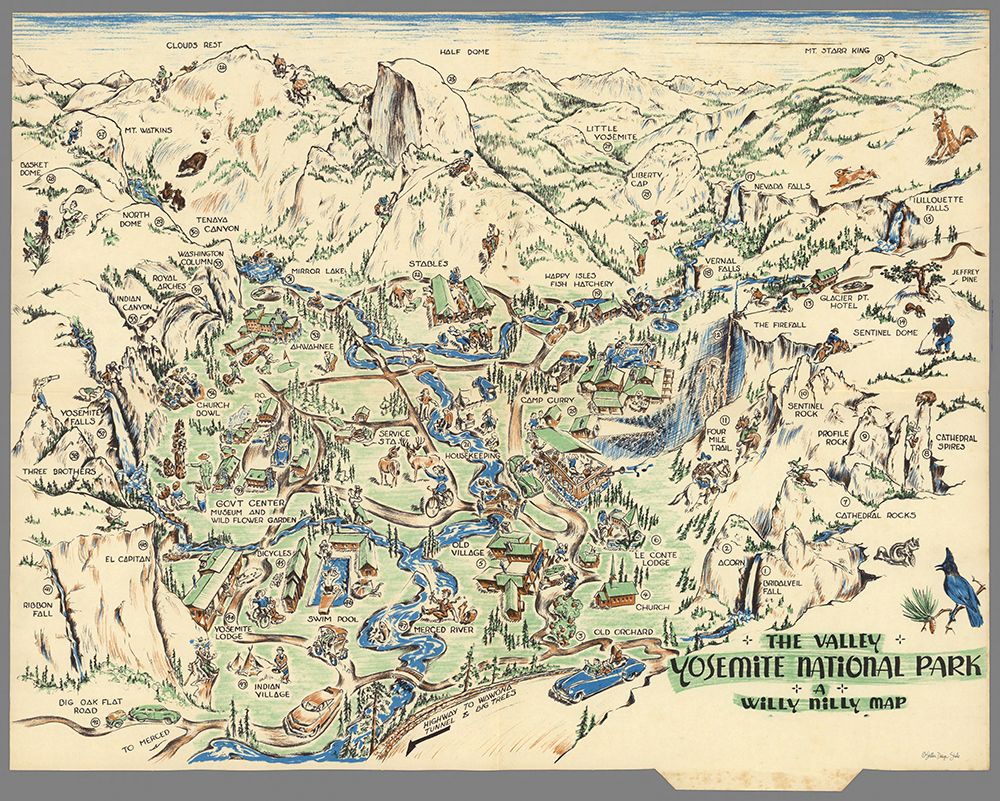 Yosemite National Park Map art print by Stellar Design Studio for $57.95 CAD