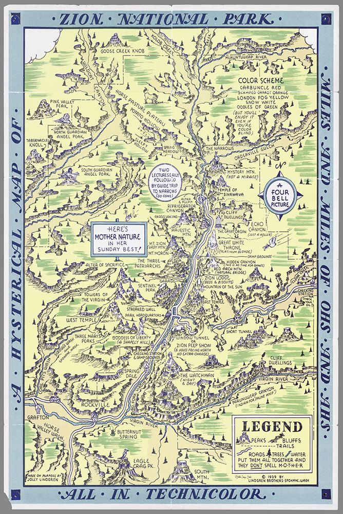 Zion National Park Map art print by Stellar Design Studio for $57.95 CAD
