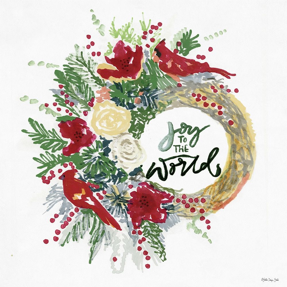 Joy to the World Wreath art print by Stellar Design Studio for $57.95 CAD