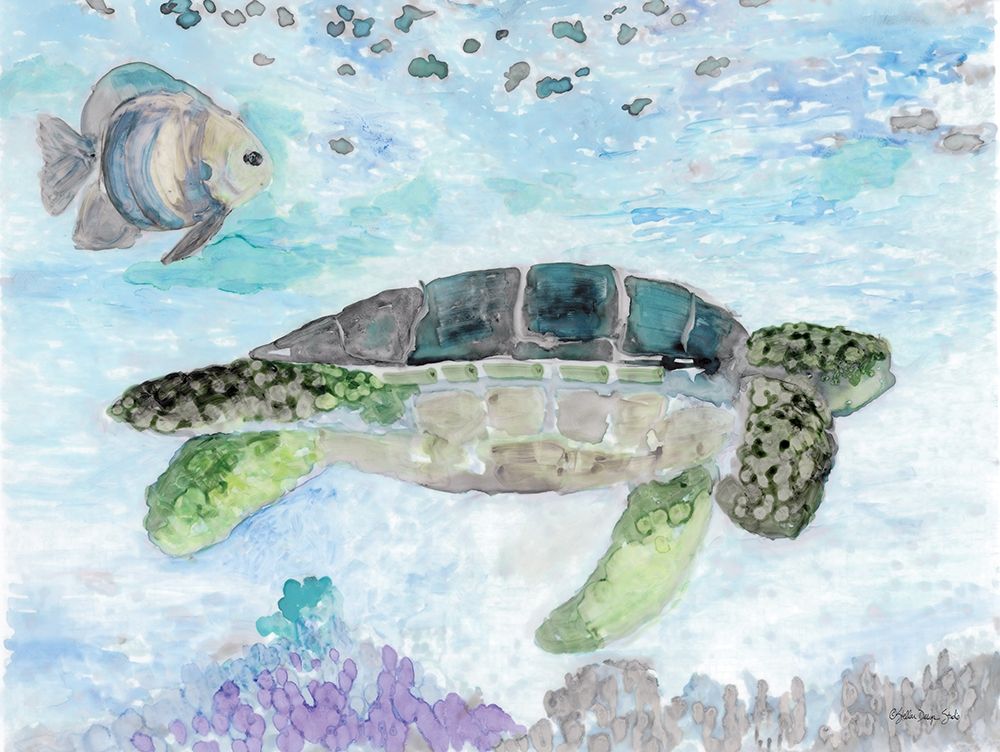 Swimming Sea Turtle art print by Stellar Design Studio for $57.95 CAD