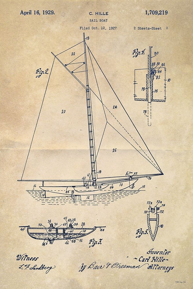 Sailboat Plan I art print by Stellar Design Studio for $57.95 CAD