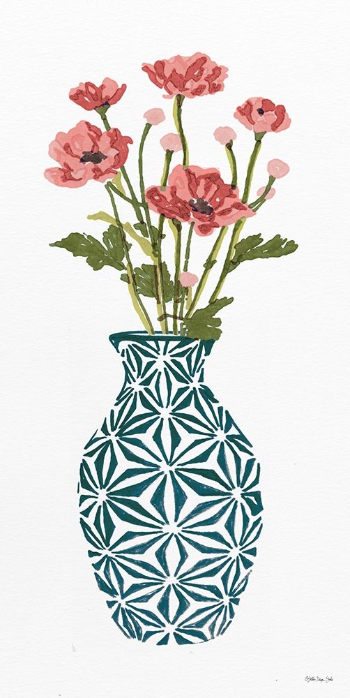 Tile Vase with Bouquet I art print by Stellar Designs Studio for $57.95 CAD