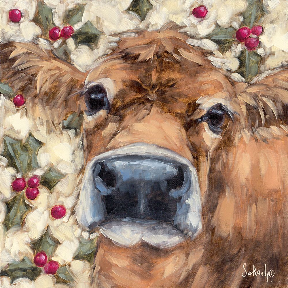 Festive Cow art print by Sara G. Designs for $57.95 CAD