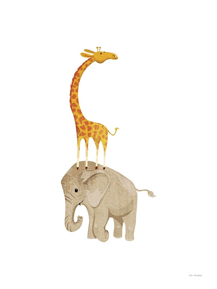 Safari Elephant and Giraffe art print by Stellar Design Studio for $57.95 CAD