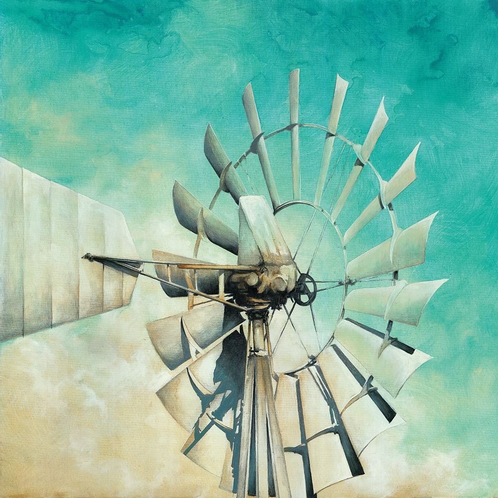 Teal Windmill art print by White Ladder for $57.95 CAD