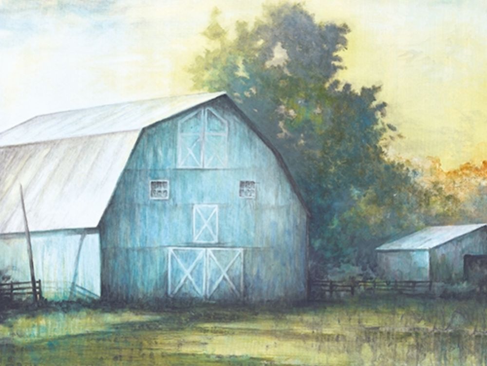 Rustic Blue Barn art print by White Ladder for $57.95 CAD