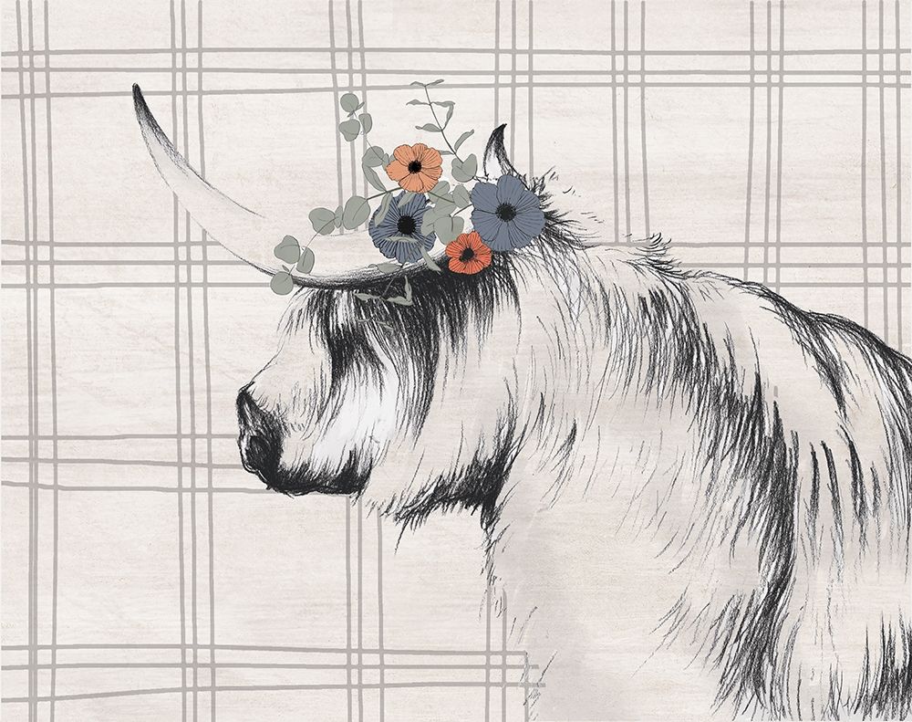 Highland Cow in Gray art print by White Ladder for $57.95 CAD