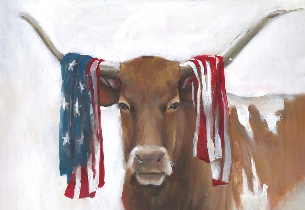 Patriotic Longhorn art print by White Ladder for $57.95 CAD