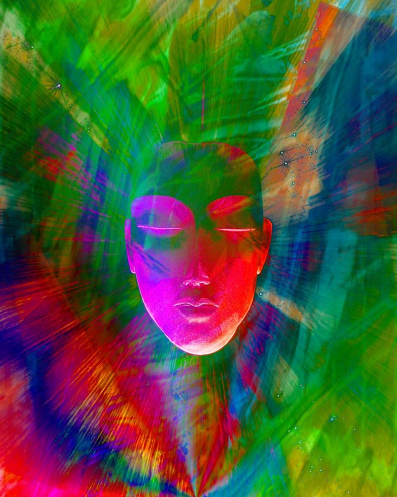 Abstract of meditating human face art print by Jim Zuckerman for $57.95 CAD