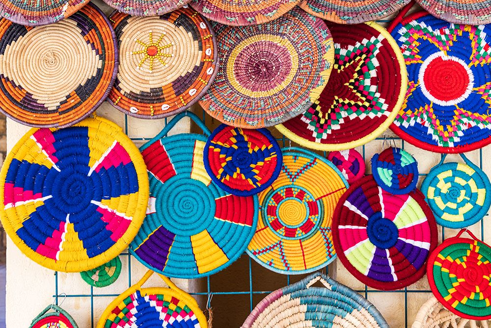 Abu Simbel-Aswan-Egypt Colorful basket souvenirs at a tourist shop art print by Emily M. Wilson for $57.95 CAD