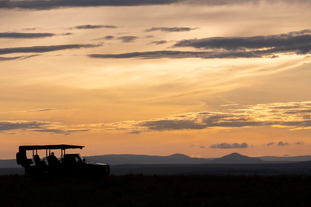 Africa-Kenya-Northern Serengeti Plains-Maasai Mara-Mara sunrise with safari jeep silhouette art print by Cindy Miller Hopkins for $57.95 CAD