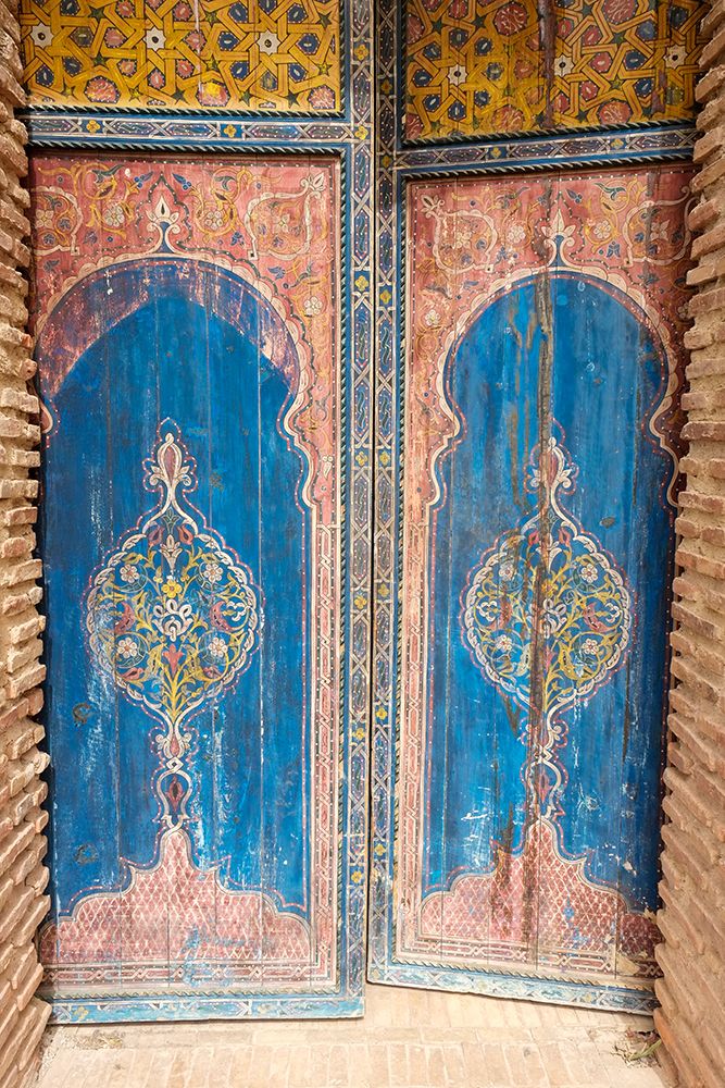 Marrakech-Morocco The Saadian tombs-royal necropolis from the 16th century Old painted door art print by Julien McRoberts for $57.95 CAD