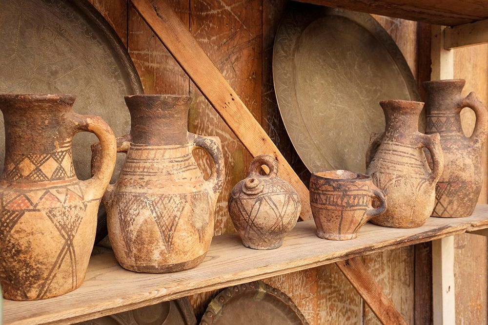Fes-Morocco Antique clay jugs on a shelf art print by Julien McRoberts for $57.95 CAD