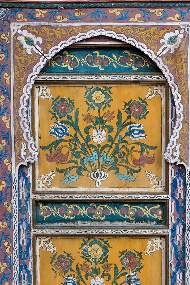 Fes-Morocco Hand painted door panel in with floral design art print by Julien McRoberts for $57.95 CAD