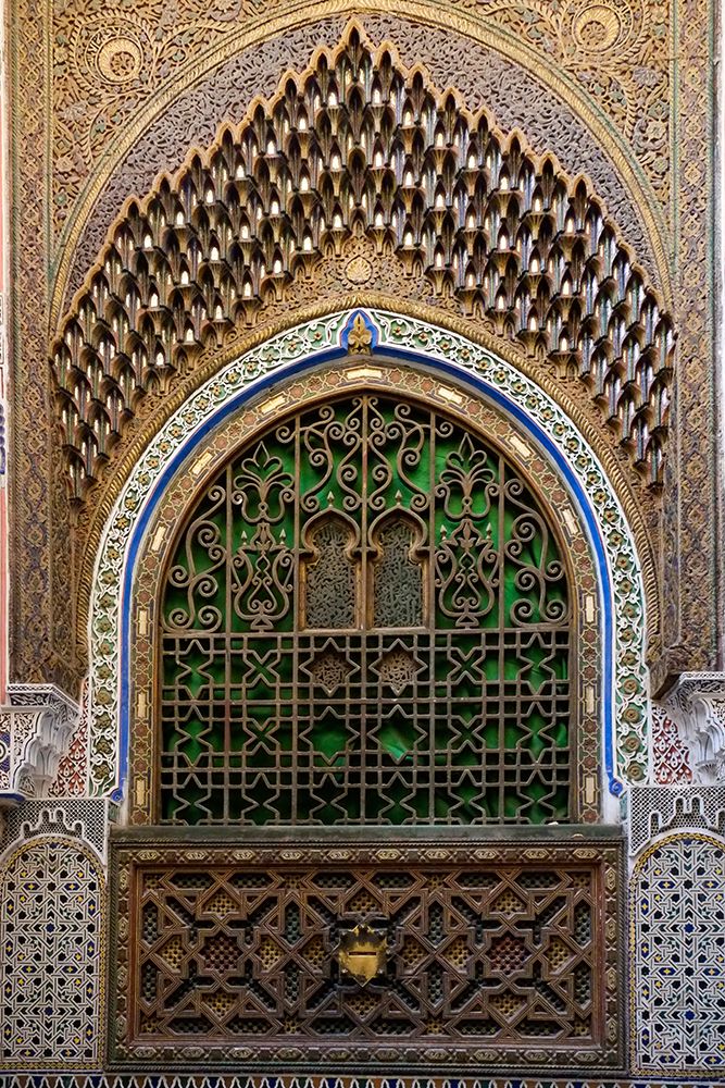 Fes-Morocco Stunning exterior of a mosque wall with hand carved plaster-metal and wood work art print by Julien McRoberts for $57.95 CAD