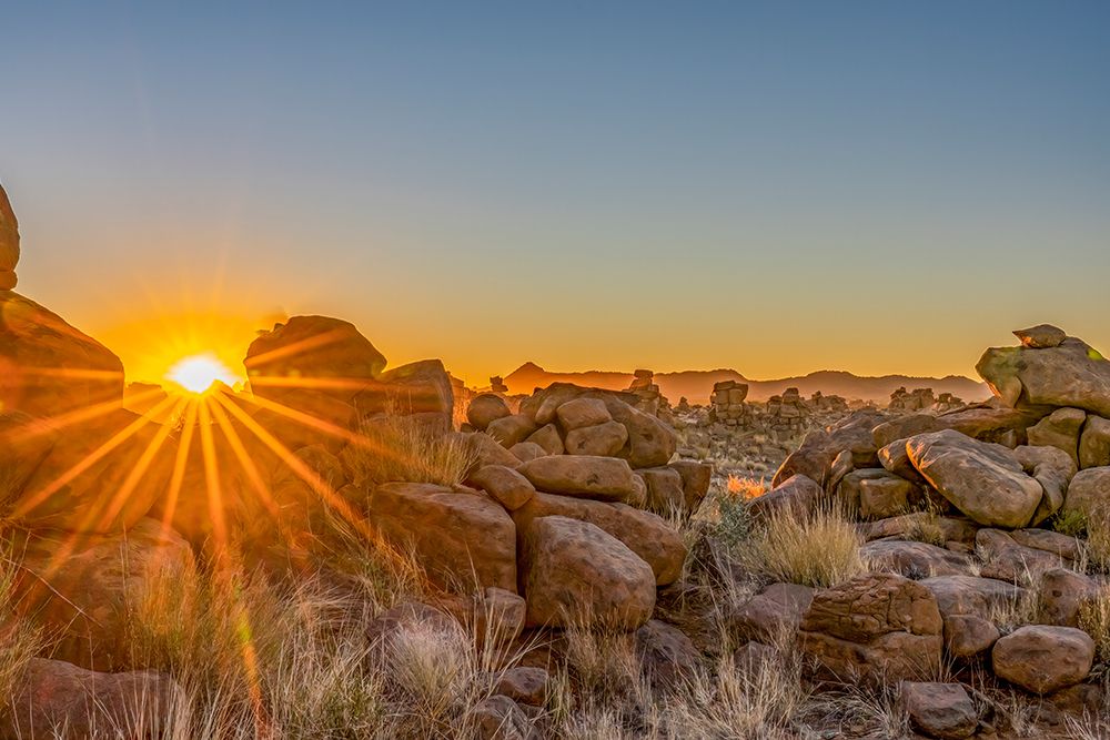 Giants Playground, Namibia, Africa. Landscape view at sunset of dolerite boulders. art print by Murray McCallum for $57.95 CAD