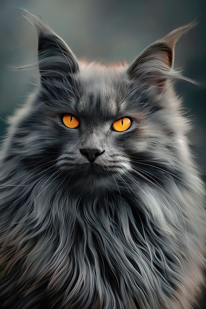 Close-up of cat with golden eyes. (AI Generated) art print by Jim Zuckerman for $57.95 CAD
