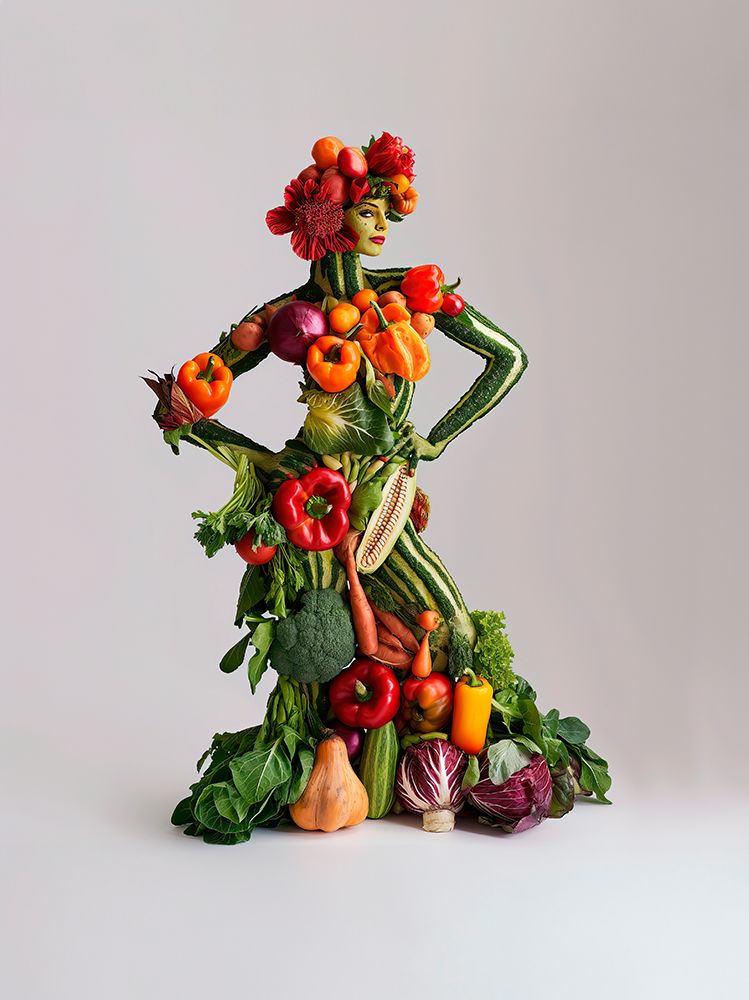 Woman with a body of vegetables. (AI Generated) art print by Jim Zuckerman for $57.95 CAD