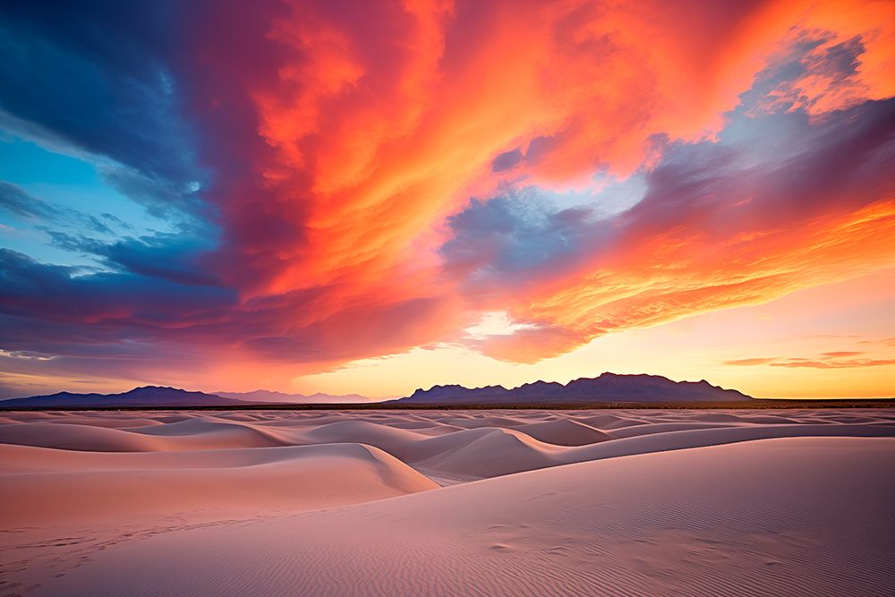 Sandy desert at sunset or sunrise. (AI Generated) art print by Fred Lord for $57.95 CAD