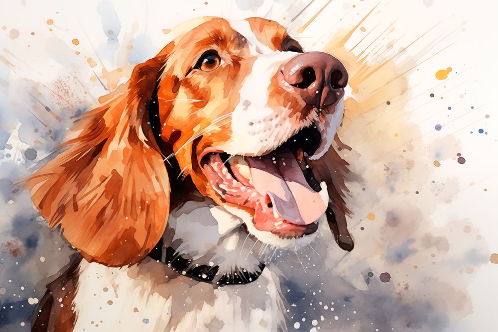 Happy dog portrait. (AI Generated) art print by Fred Lord for $57.95 CAD