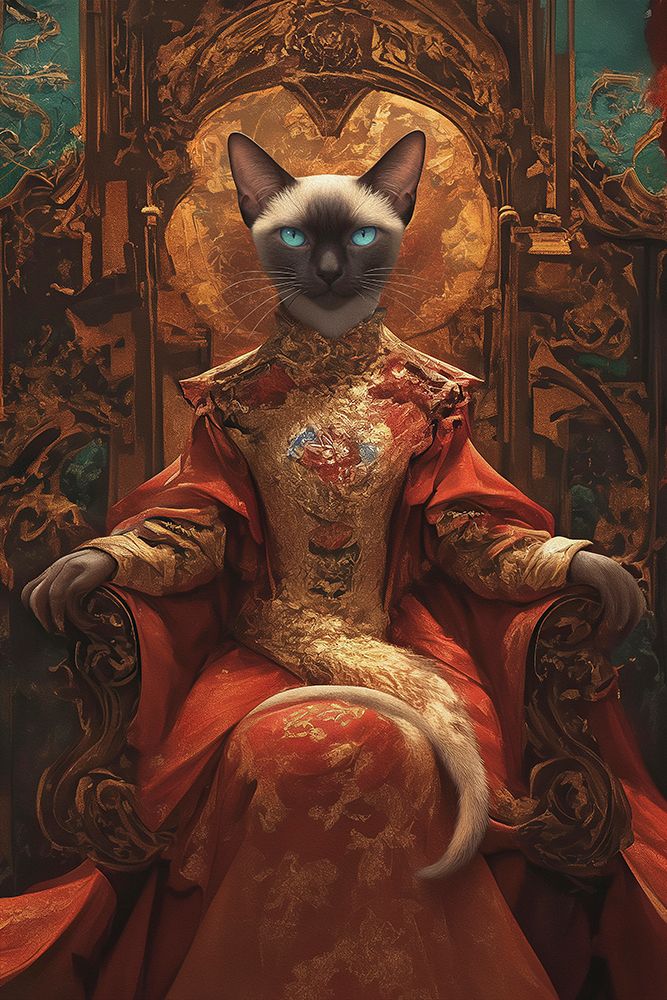 Siamese Cat on Throne. (AI Generated) art print by Fred Lord for $57.95 CAD