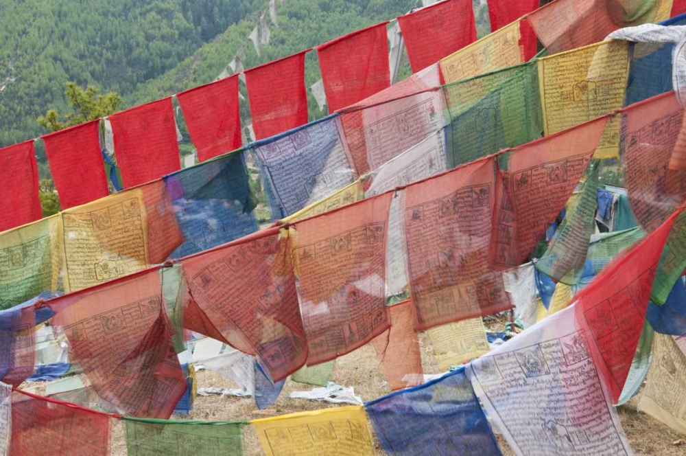 Asia, Bhutan, Thimphu Colorful prayer flags art print by Dennis Kirkland for $57.95 CAD