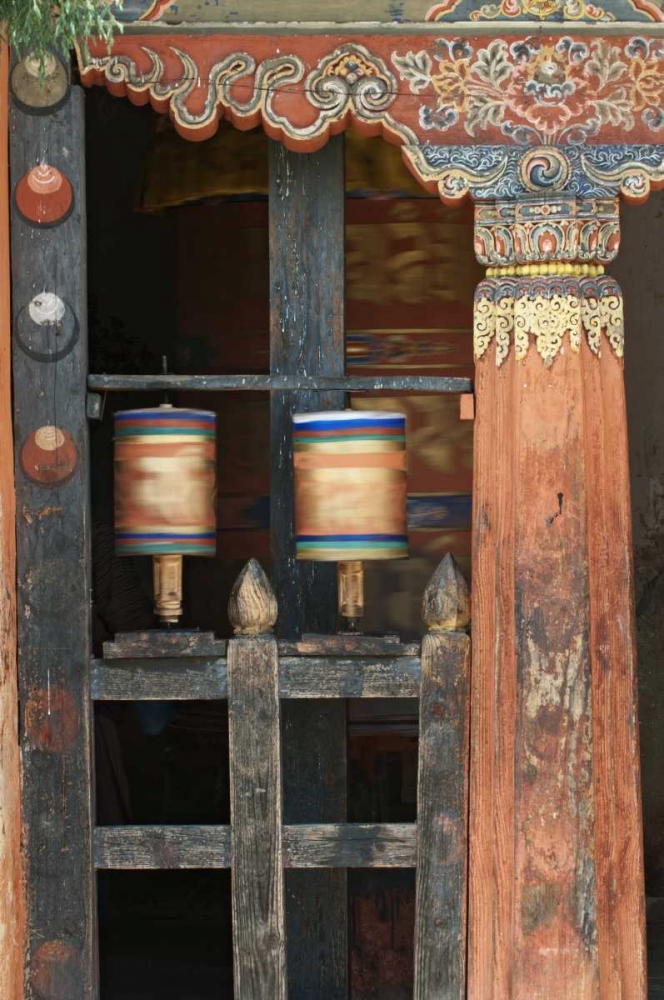 Bhutan, Bumthang Prayer wheel at Jampey Lhakhang art print by Dennis Kirkland for $57.95 CAD