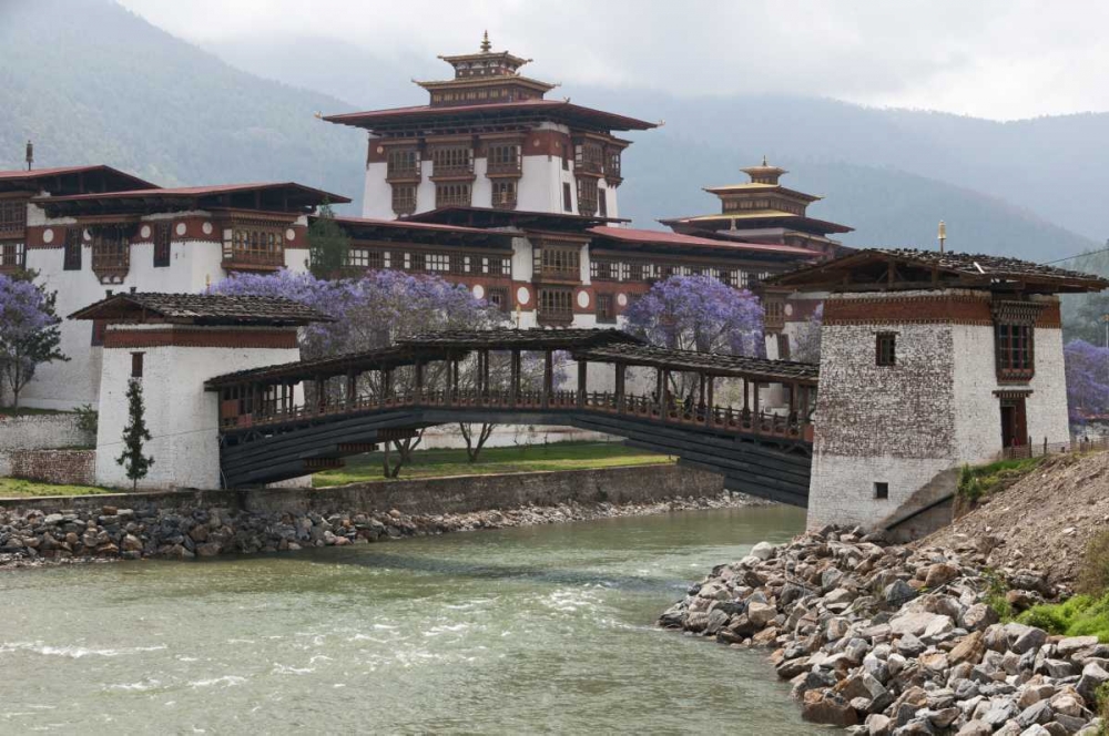 Bhutan Foot bridge near Punakha Dzong palace art print by Dennis Kirkland for $57.95 CAD