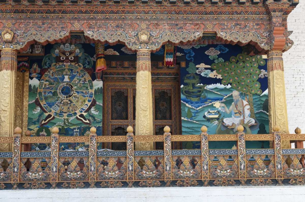 Bhutan Detailed woodwork at Punakha Dzong palace art print by Dennis Kirkland for $57.95 CAD