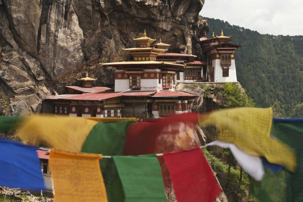 Bhutan Prayer flags hang near Taktshang art print by Dennis Kirkland for $57.95 CAD
