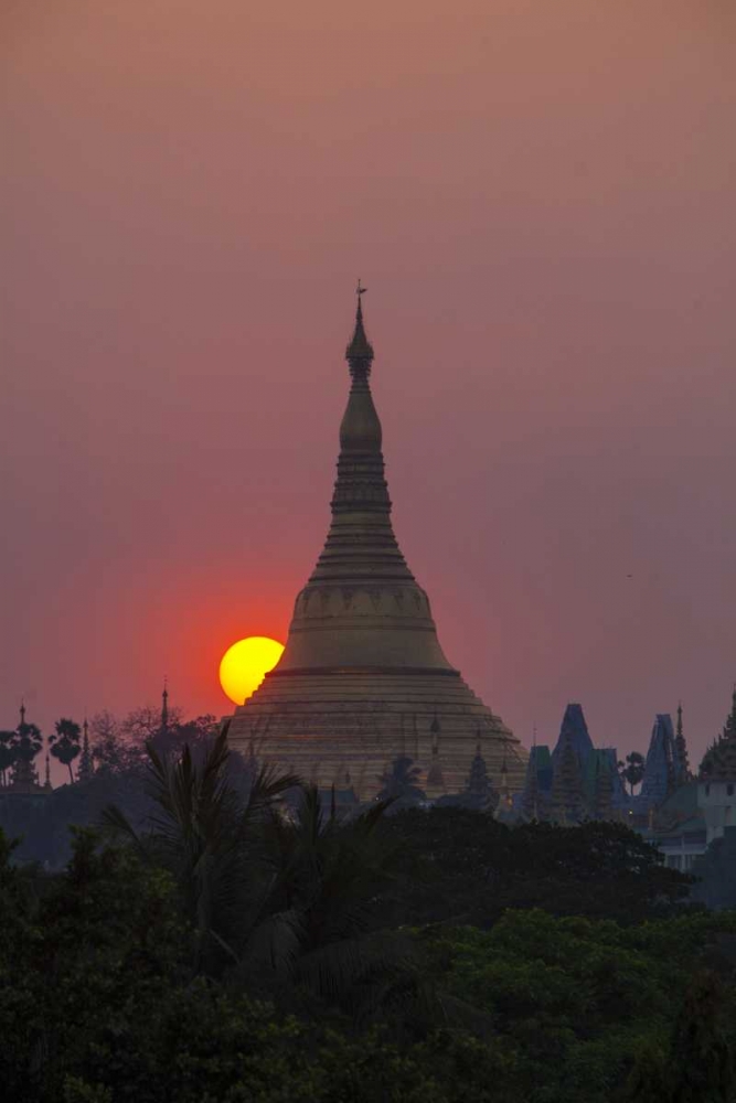 Myanmar, Yangon Shwedagon Temple at sunset art print by Jim Zuckerman for $57.95 CAD