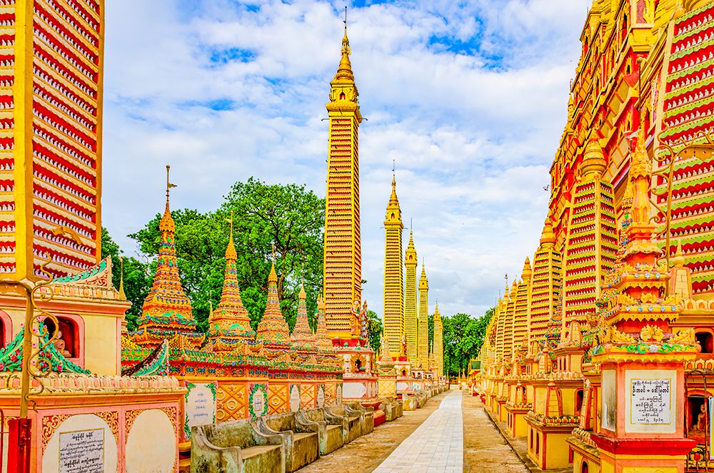 Mohnyin Thambuddhei Paya, Monywa, Myanmar. Buddhist temple built 1300, thousands of Buddha statues. art print by Murray McCallum for $57.95 CAD