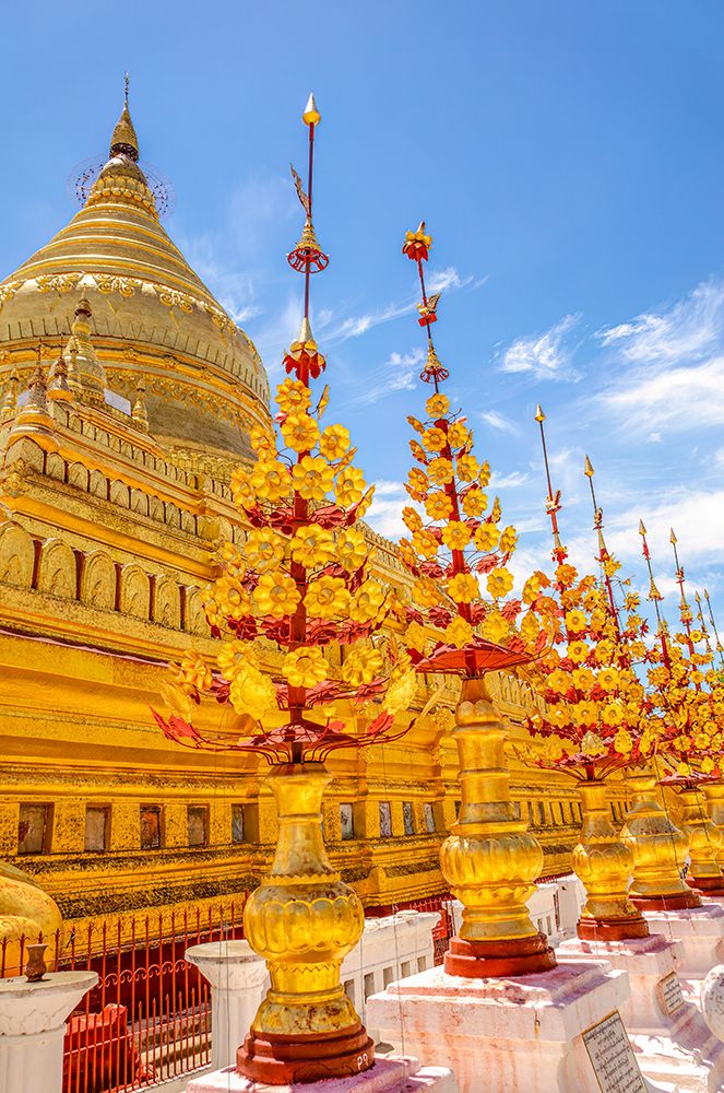Shwezigon Pagoda, Bagan, Myanmar. Golden Temple built next to Irrawaddy River in 1100. art print by Murray McCallum for $57.95 CAD