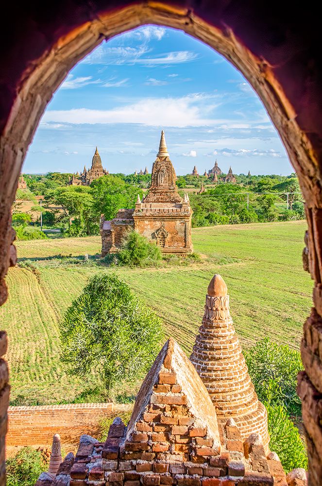 Buddhist temples, Bagan, Myanmar. Vertical temples. art print by Murray McCallum for $57.95 CAD